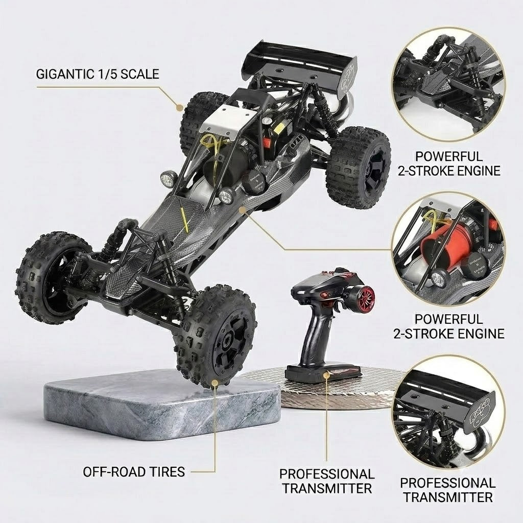 ⛽ 1/5 Scale High-Speed Gas-Powered RC Monster Truck for Adults with 29cc 2-Stroke Engine