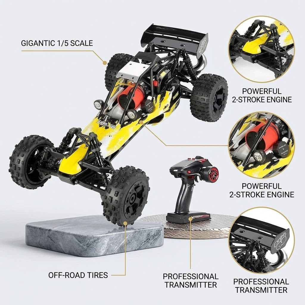 ⛽ 1/5 Scale High-Speed Gas-Powered RC Monster Truck for Adults with 29cc 2-Stroke Engine