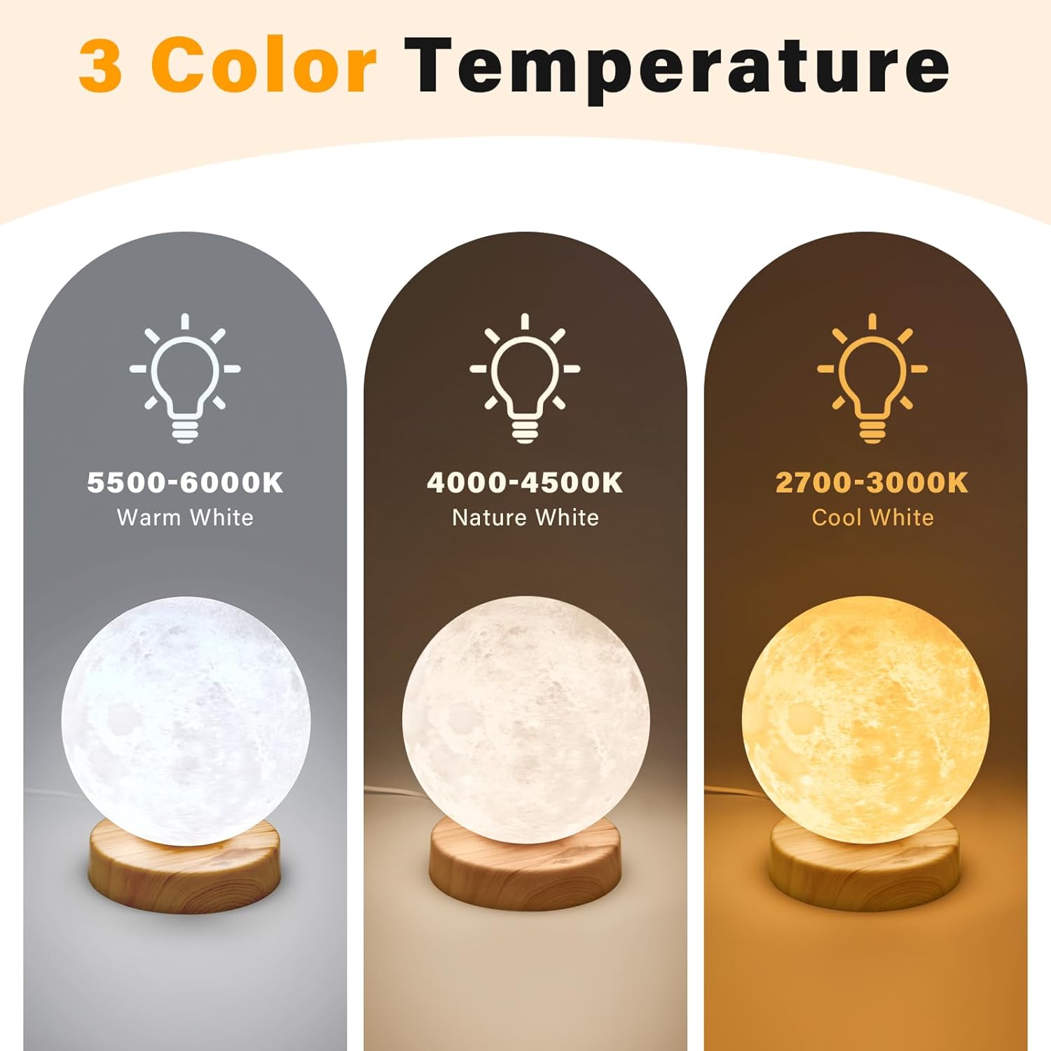 Light Therapy Lamp with 3 Color Temperatures,Stepless Brightness,Timer & Memory Function
