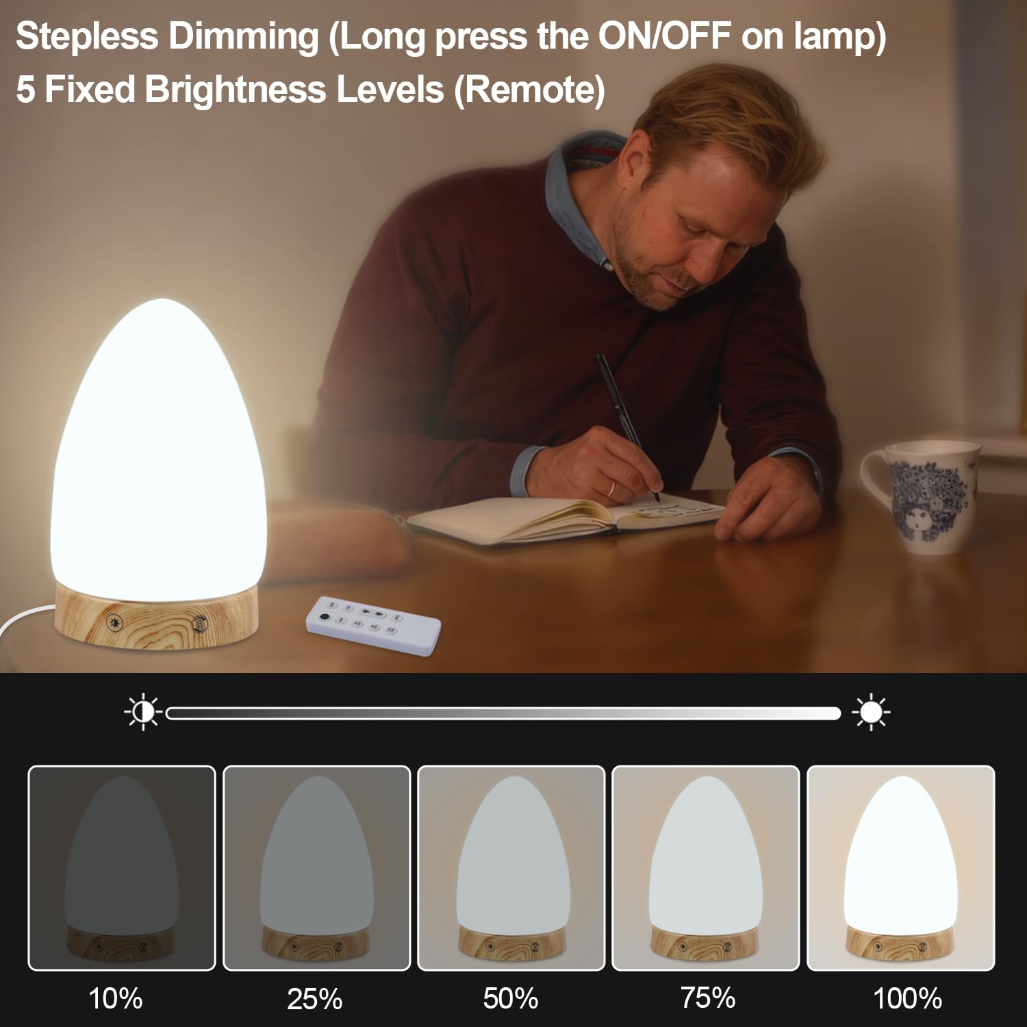 Light Therapy Lamp with 3 Color Temperatures & 670nm Red Light, Stepless Dimming, Touch & Remote Control