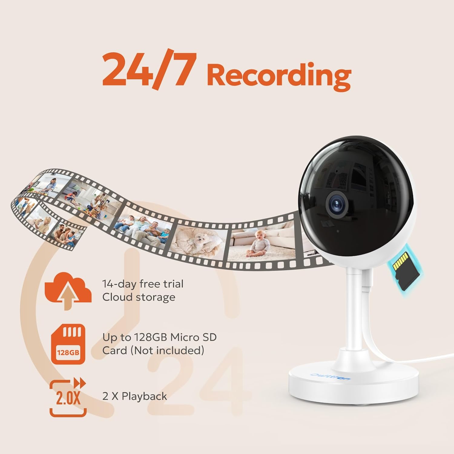 2K Indoor Security Cameras for with Motion Detection
