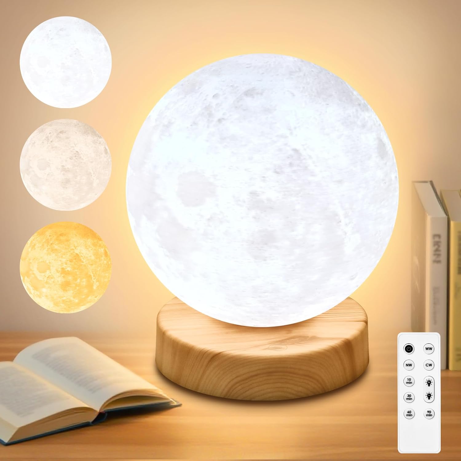 Light Therapy Lamp with 3 Color Temperatures,Stepless Brightness,Timer & Memory Function