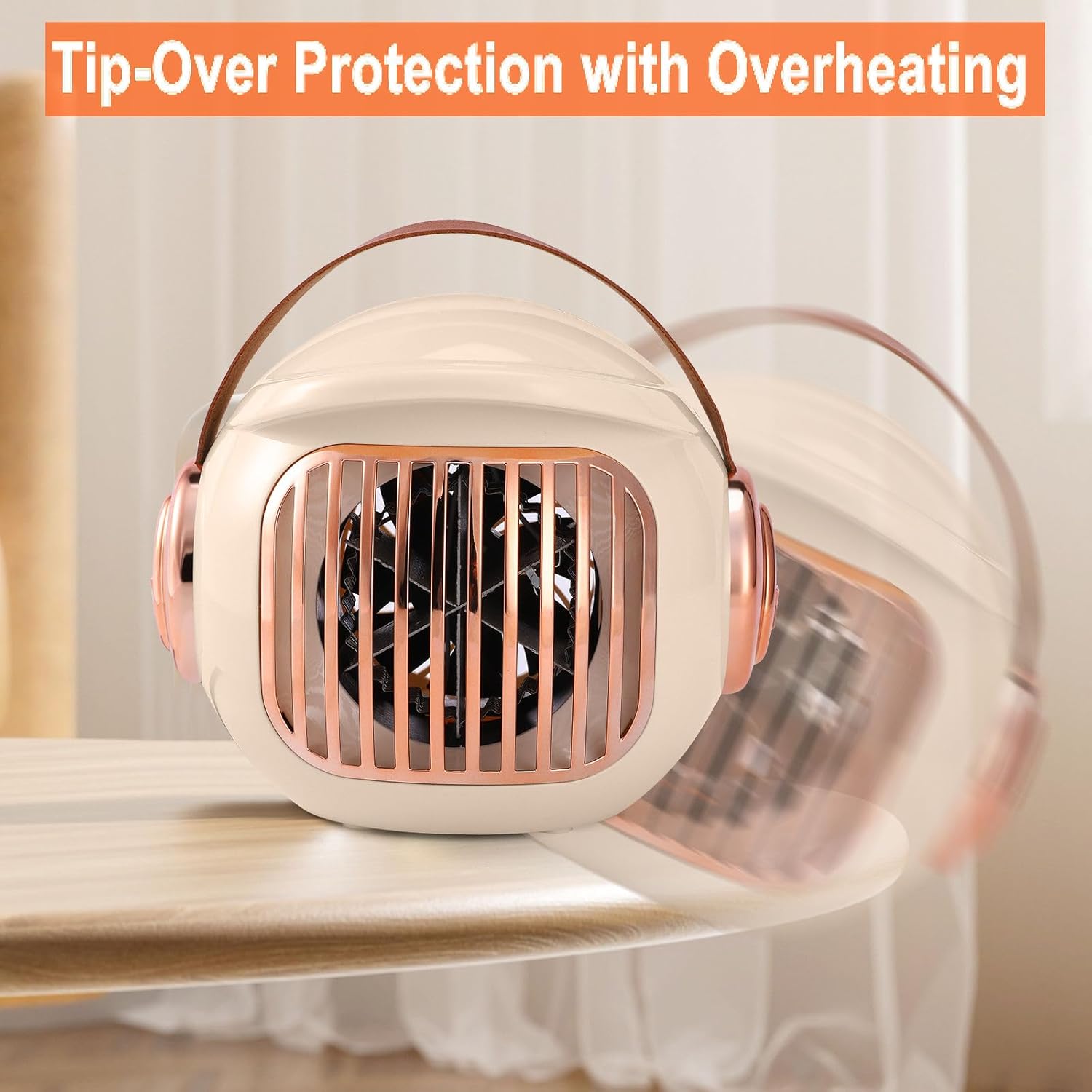 2 Pack Small Desk Heater for Office, Compact Personal Electric Heater with PTC Ceramic Fast Heating 500W, Energy Efficient for Indoor Use, Safe with Overheating & Tip-Over Protection