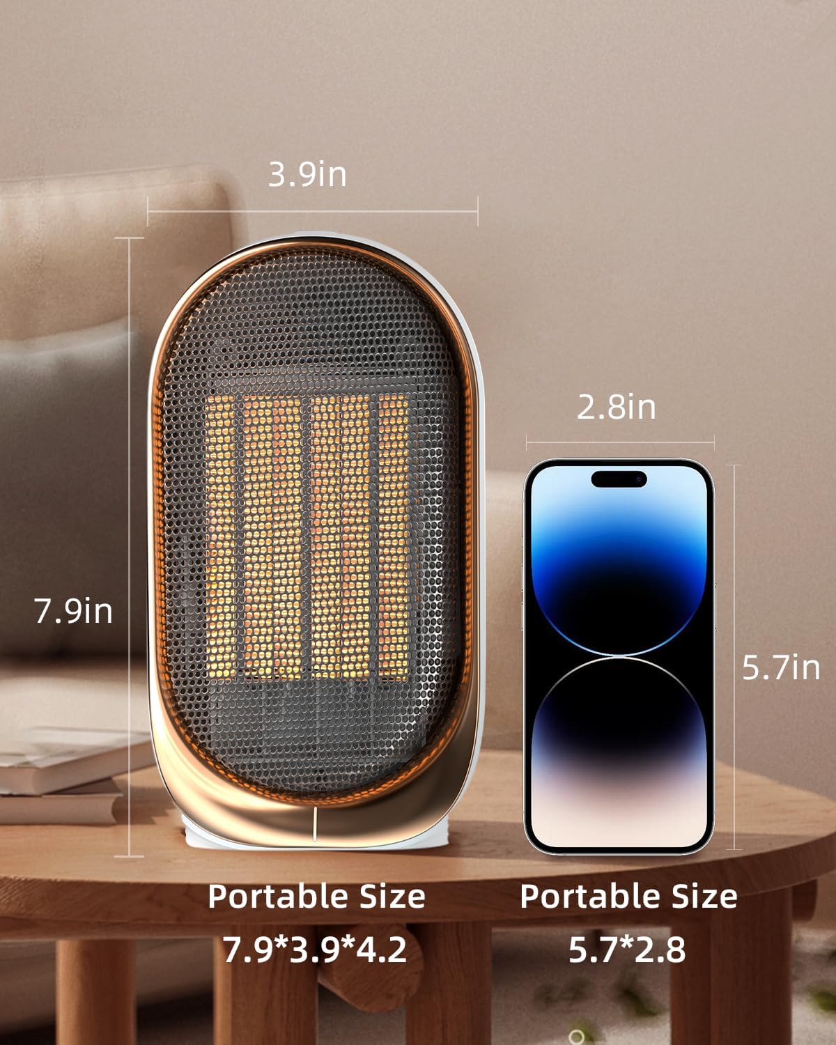 Space Heater,Portable Mini Energy Efficient Space Heaters for Indoor Use,2-Speed Portable Heater Fan