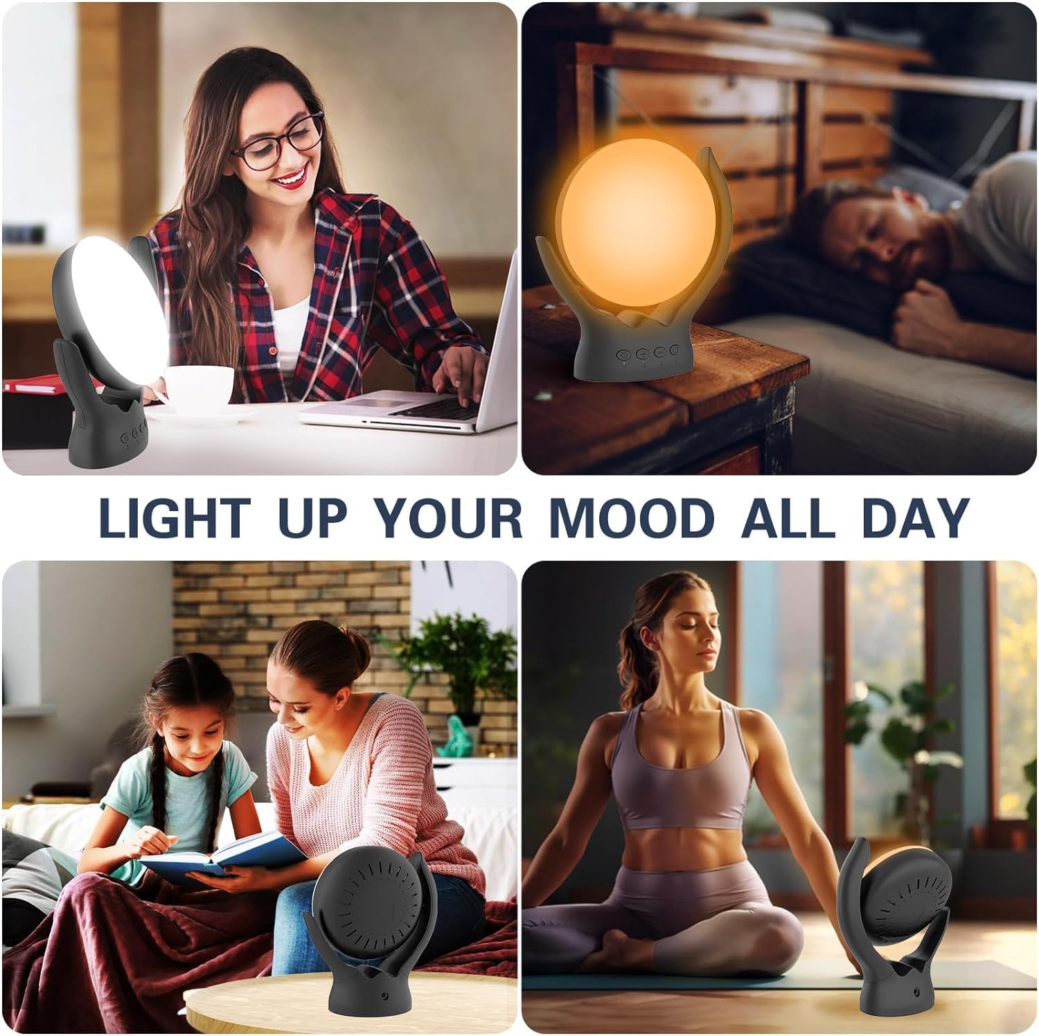 UV-Free 10000 Lux Therapy Light, Rotatable Happy Sunlight Lamp with 5 Brightness & 3 Color Temperature