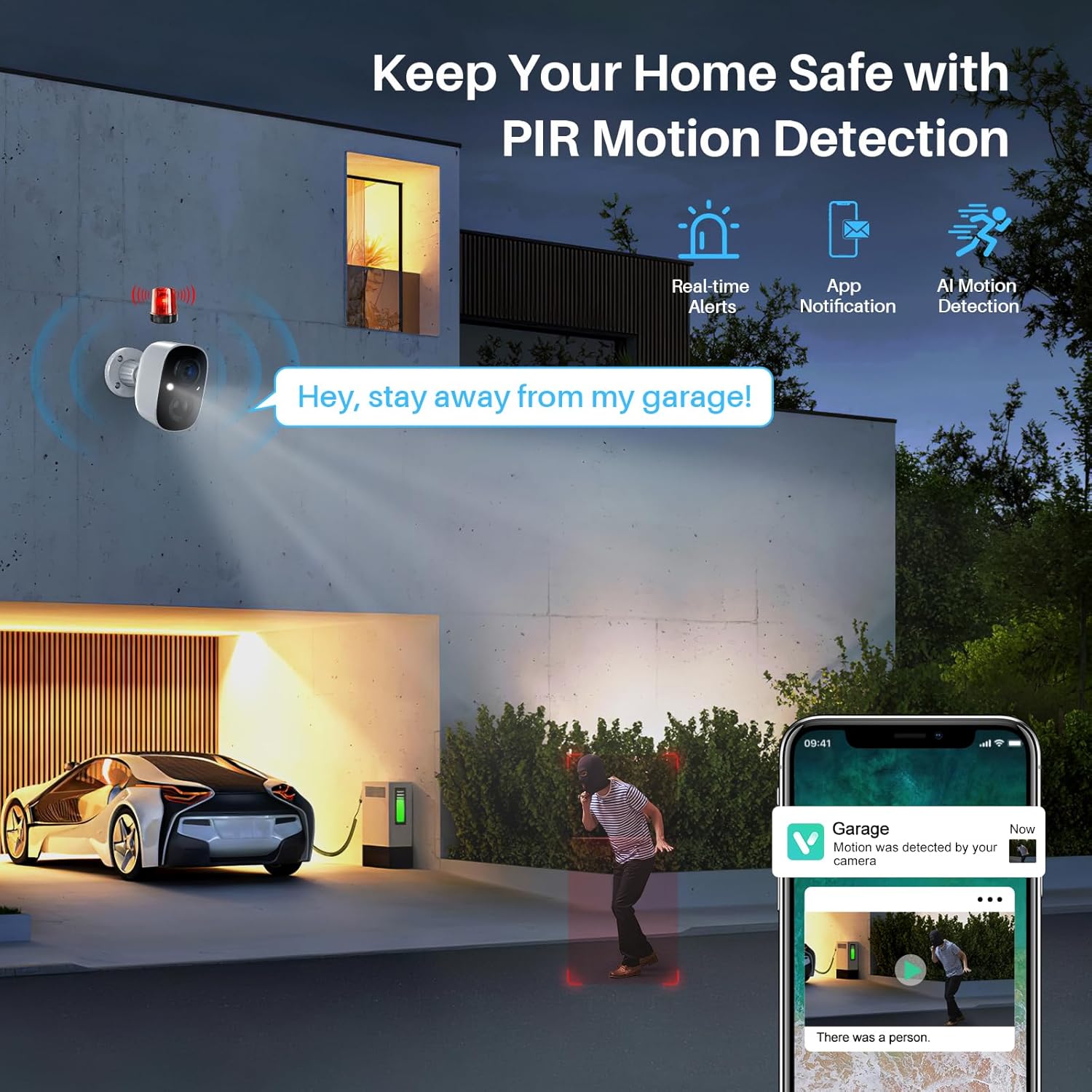 Security Cameras Wireless Outdoor Indoor, 2K Battery Powered WiFi Camera
