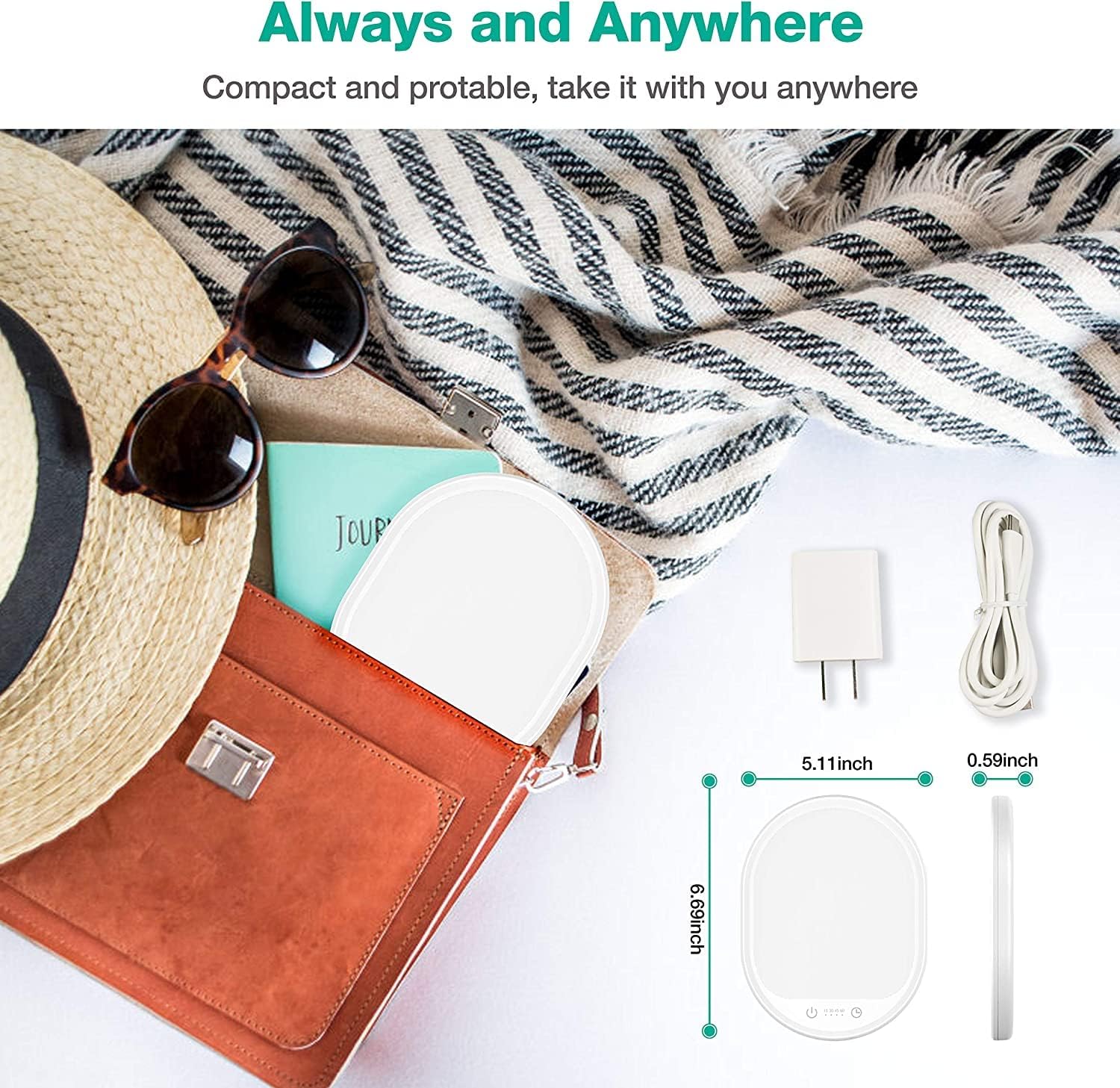 UV-Free 10000 Lux Daylight Lamp - Touch Control with 3 Brightness Levels & 4 Timer Functions, Large Surface & Rotatable Stand