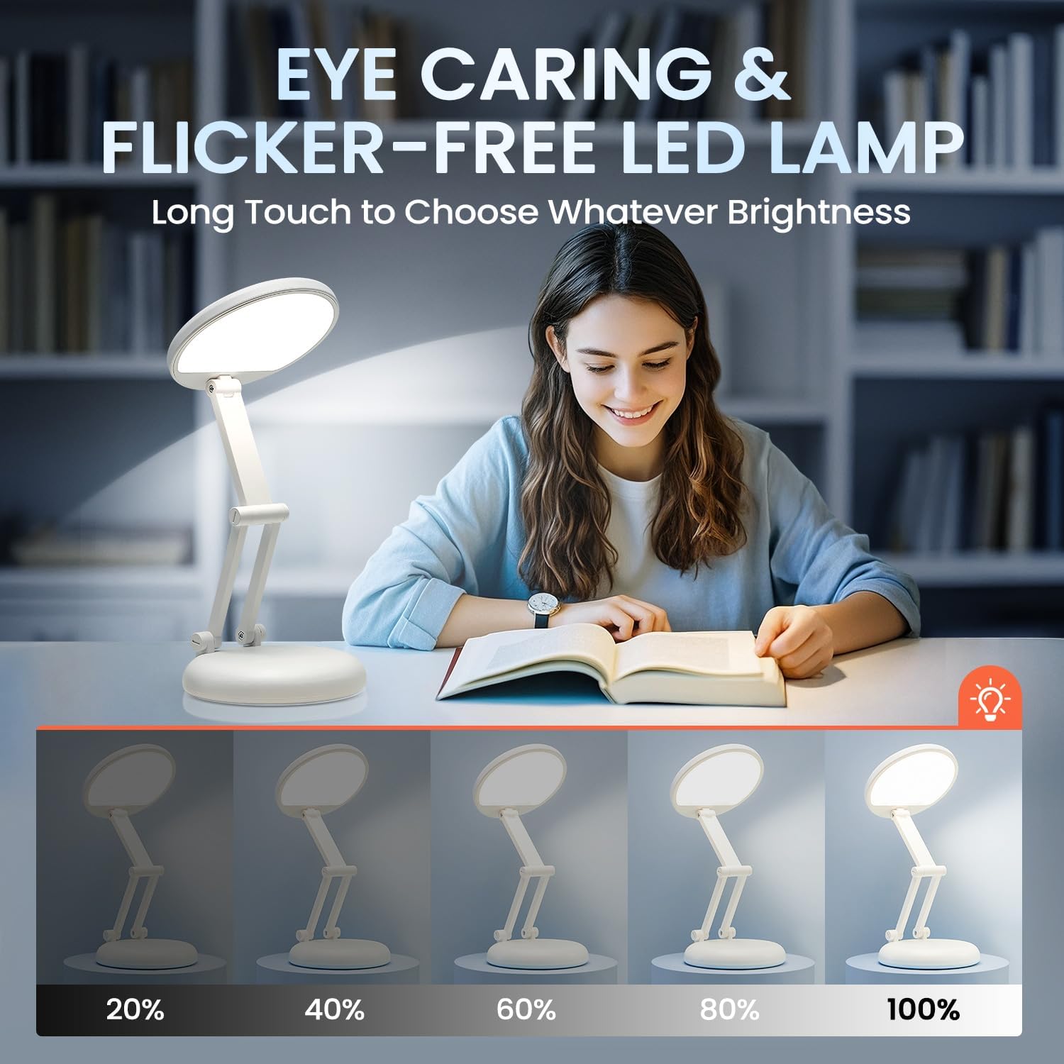Cordless Desk Lamp,Dimmable Small Battery Powered Lights,3600mAh Rechargeable Wireless Table Lamp,Mini Lamp&Portable Light for Bed,Book Reading