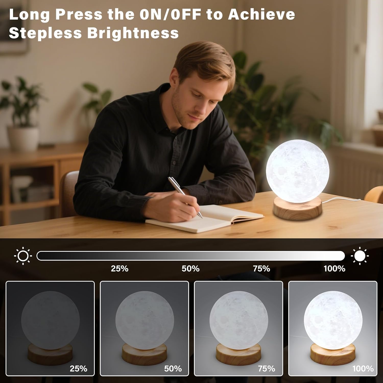 Light Therapy Lamp with 3 Color Temperatures,Stepless Brightness,Timer & Memory Function