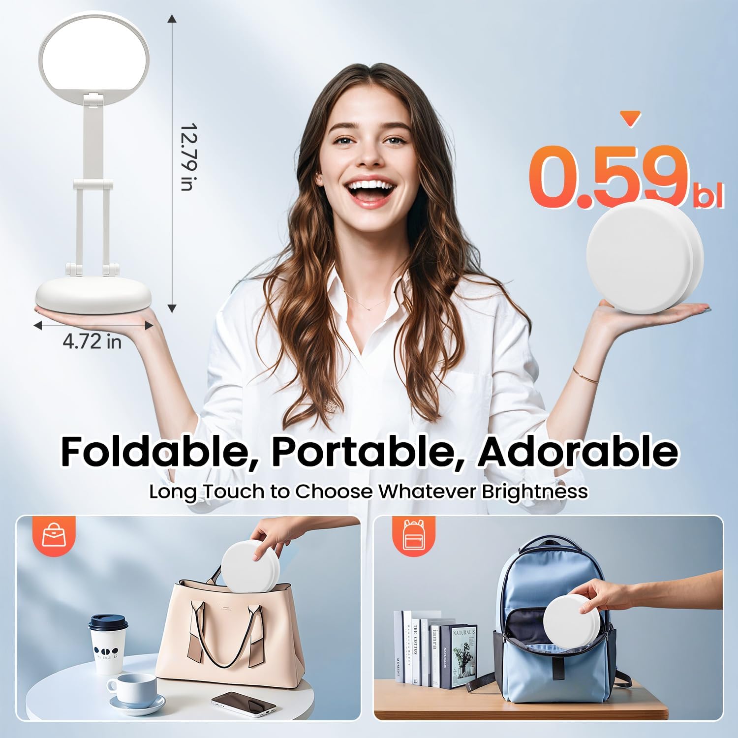 Cordless Desk Lamp,Dimmable Small Battery Powered Lights,3600mAh Rechargeable Wireless Table Lamp,Mini Lamp&Portable Light for Bed,Book Reading
