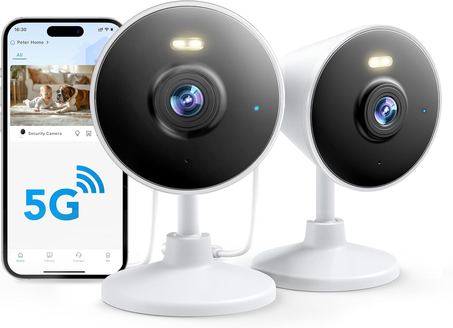 2Pack Indoor/Outdoor Security Camera for Home, Baby/Elder/Dog/Pet Camera