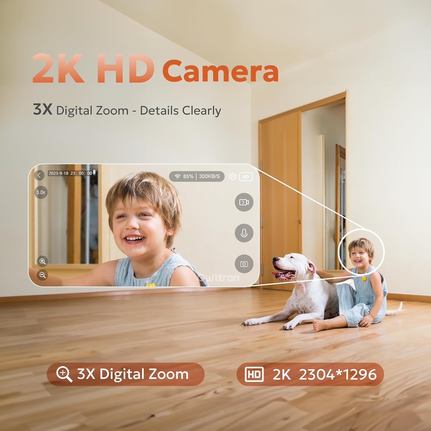 2K Indoor Security Cameras for with Motion Detection