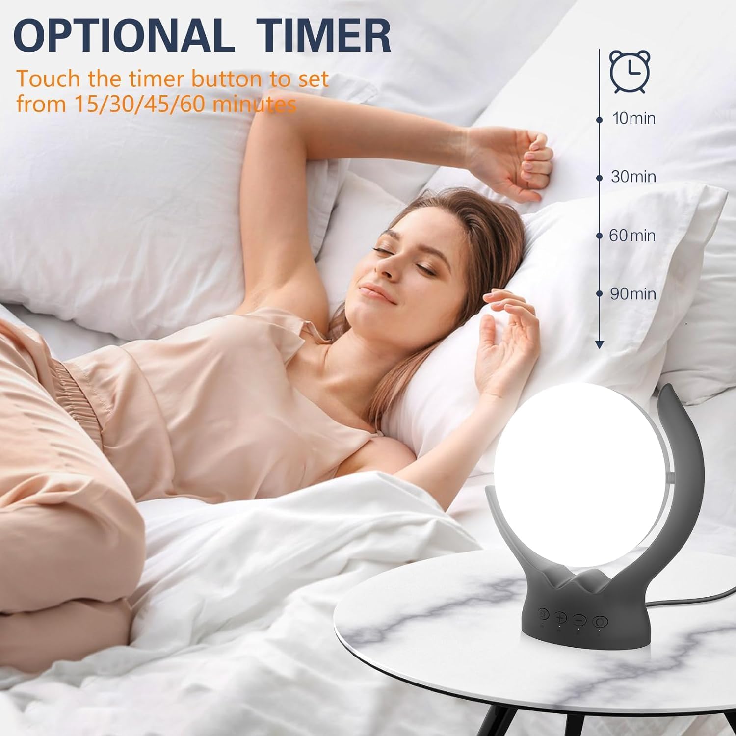 UV-Free 10000 Lux Therapy Light, Rotatable Happy Sunlight Lamp with 5 Brightness & 3 Color Temperature
