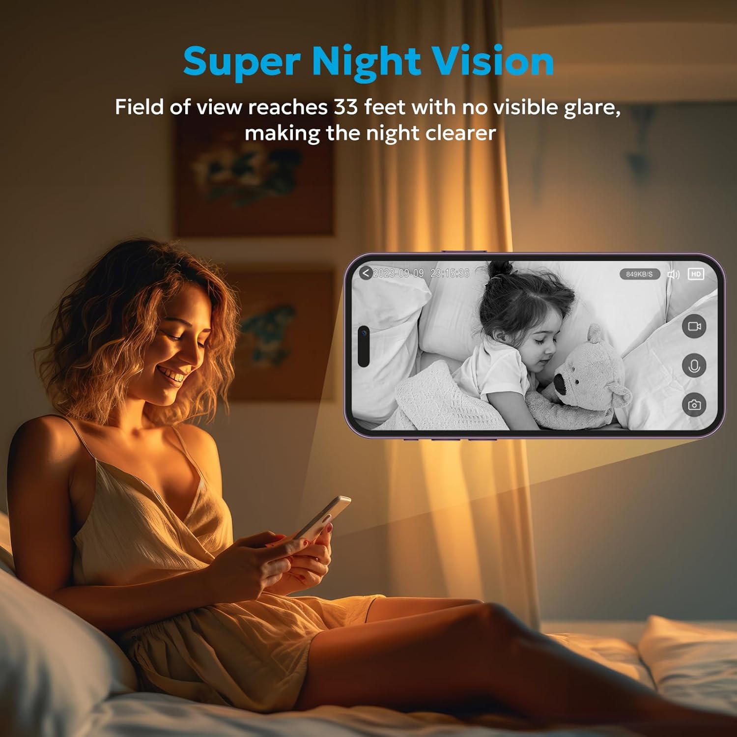 2K Indoor Security Cameras for with Motion Detection