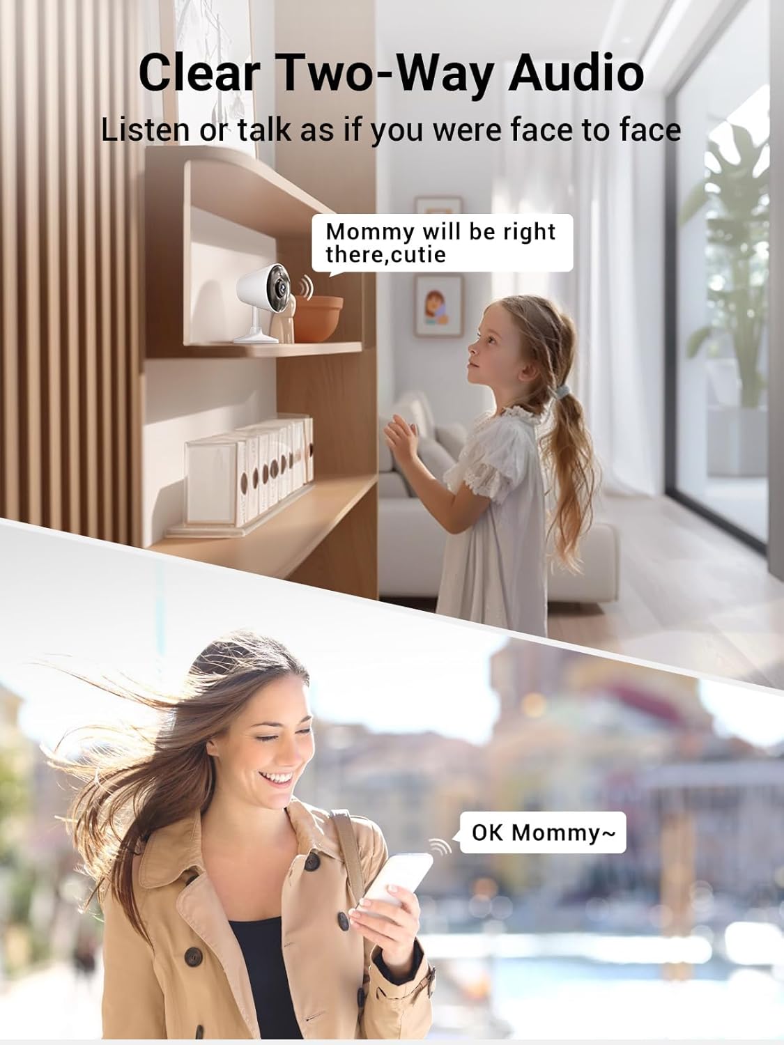 2Pack Indoor/Outdoor Security Camera for Home, Baby/Elder/Dog/Pet Camera