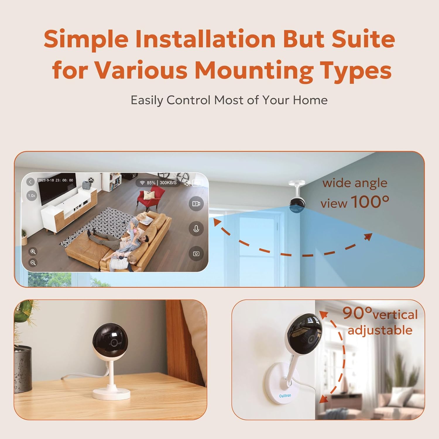 2K Indoor Security Cameras for with Motion Detection