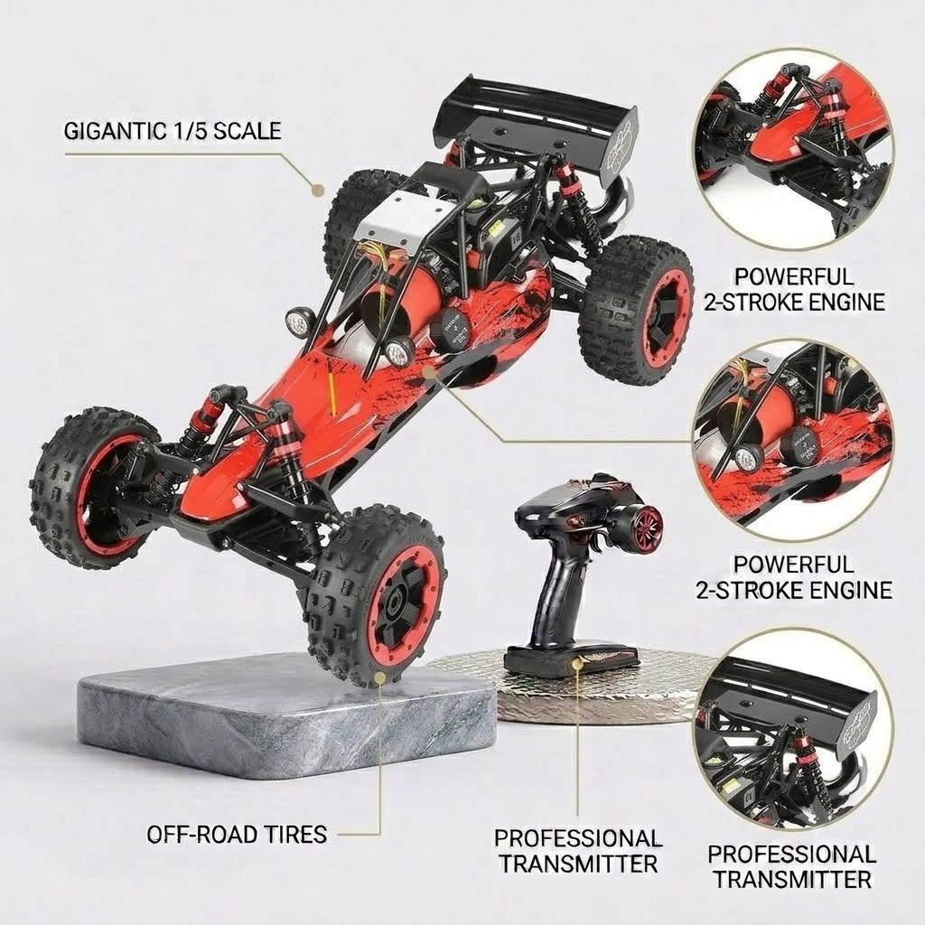 ⛽ 1/5 Scale High-Speed Gas-Powered RC Monster Truck for Adults with 29cc 2-Stroke Engine