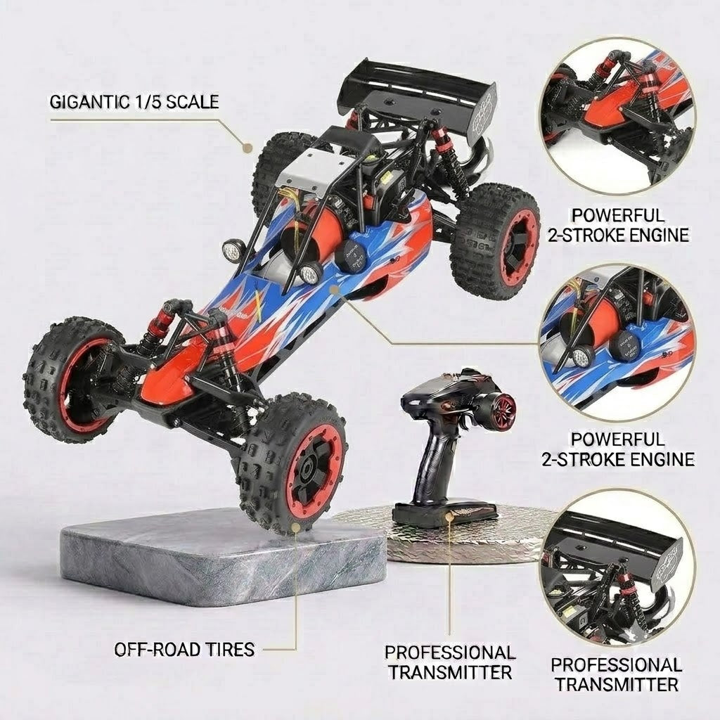 ⛽ 1/5 Scale High-Speed Gas-Powered RC Monster Truck for Adults with 29cc 2-Stroke Engine