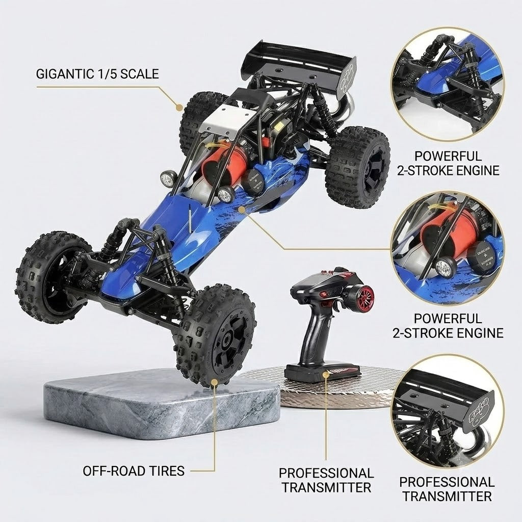⛽ 1/5 Scale High-Speed Gas-Powered RC Monster Truck for Adults with 29cc 2-Stroke Engine