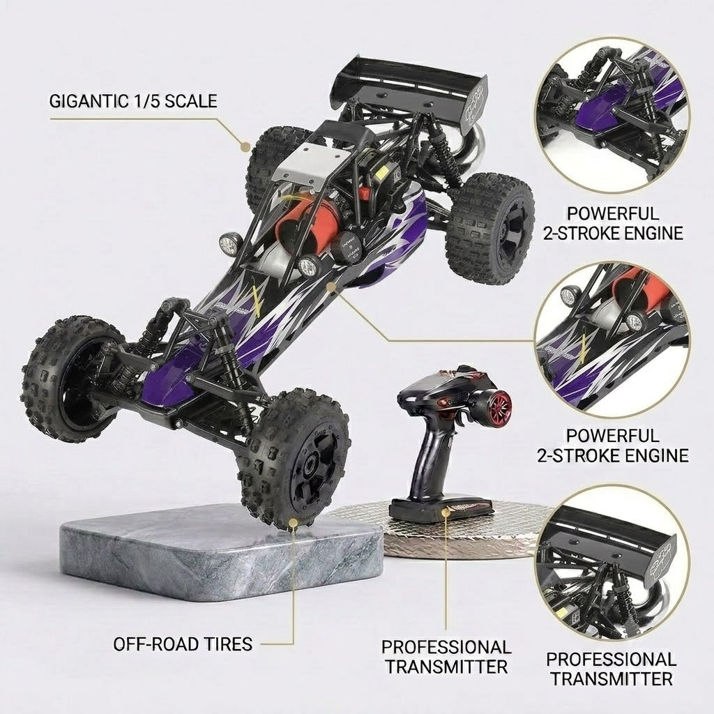 ⛽ 1/5 Scale High-Speed Gas-Powered RC Monster Truck for Adults with 29cc 2-Stroke Engine
